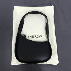 The Row Half Moon Bag in Leather Black