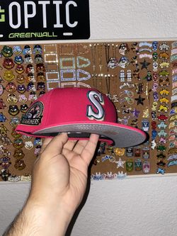 Rose Seattle Mariners Fitted Hat Gray UV 30th Anniversary Sidepatch (Squid Games Inspired)