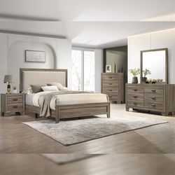 4pc Bedroom Set $499 Queen $599 Eastern King Includes bedframe Dresser mirror nightstand Off-White Bedroom Set