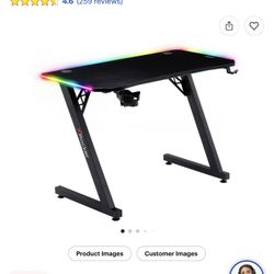 X Rocker - Cobra Gaming Desk with RGB Lighting - Black