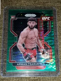 2022 Panini UFC Prizm Arman Tsarukyan GREEN PULSAR PRIZM ROOKIE #14/25 RARE HTF