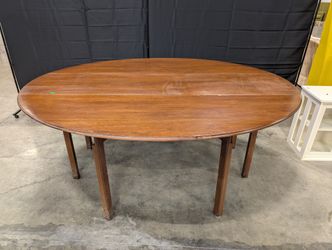 Dark Wood Drop-Leaf Table with Burgundy Inserts