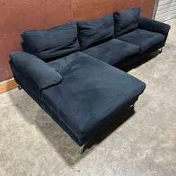 Black Velvet Sectional (Free Delivery)