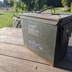  Vintage Military Ammo Metal Storage Box - Collectible