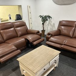 Furniture- Zero Gravity Real Top Grain Power Recliner Sofa- Varsani