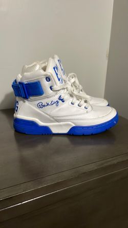 Ewing High-Top Sneakers – White/Blue – Men's Size 8.5