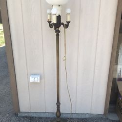 Vintage Floor Lamp With Milk glass Shade