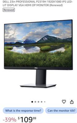 2 Dell P Series 2319H 23" Computer Monitors, Black