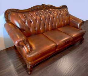 Genuine Leather SOFA - COUCH - Classic Tufted Back Chesterfield Style