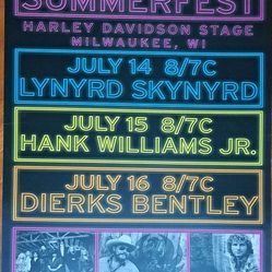 Hank Williams Jr, Lynyrd Skynyrd,  & Deirks Bentley limited CMT Summerfest show poster