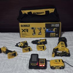 DEWALT 20V MAX XR Brushless 4-Tool Combo Kit with POWERSTACK Compact Battery, 5.0Ah Battery, Charger
