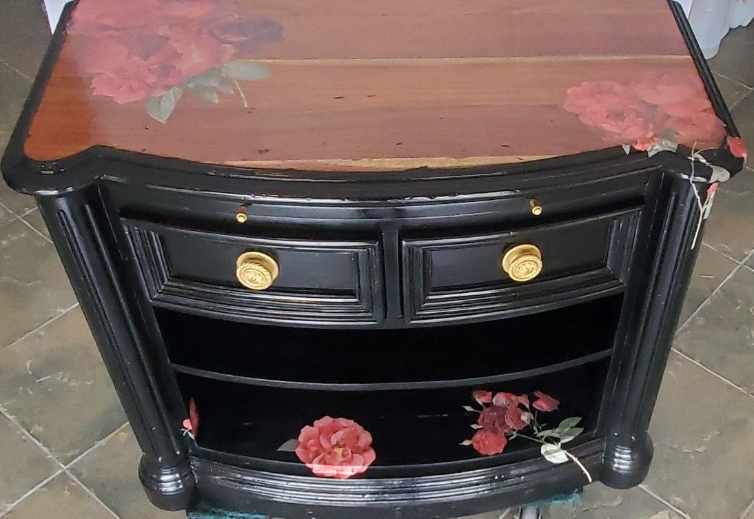 BEAUTIFUL SOLID WOODEN 2~TIER CABINET with TWO DRAWERS and TWO SHELVES for STORAGE