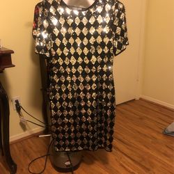 Silver And Black Sequin Dress