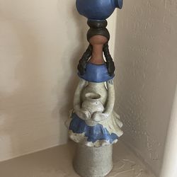 Mexican hand made/ hand painted “Faceless Girl” or “Market Girl” Pottery Folk Art Figurine.  Vintage