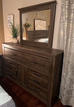 Dark Wood Dresser with Mirror