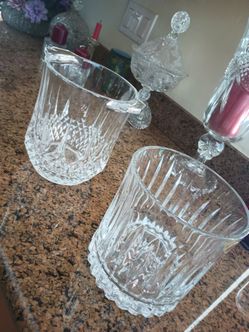 Crystal ice buckets never been used heavy fifty dollars each perfect