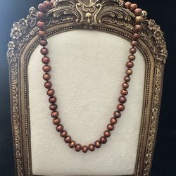 Sterling Silver Brown Dyed Pearl Necklace ~18"