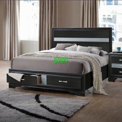 CLEARANCE SALE! Black Queen Bed With Storage Drawers