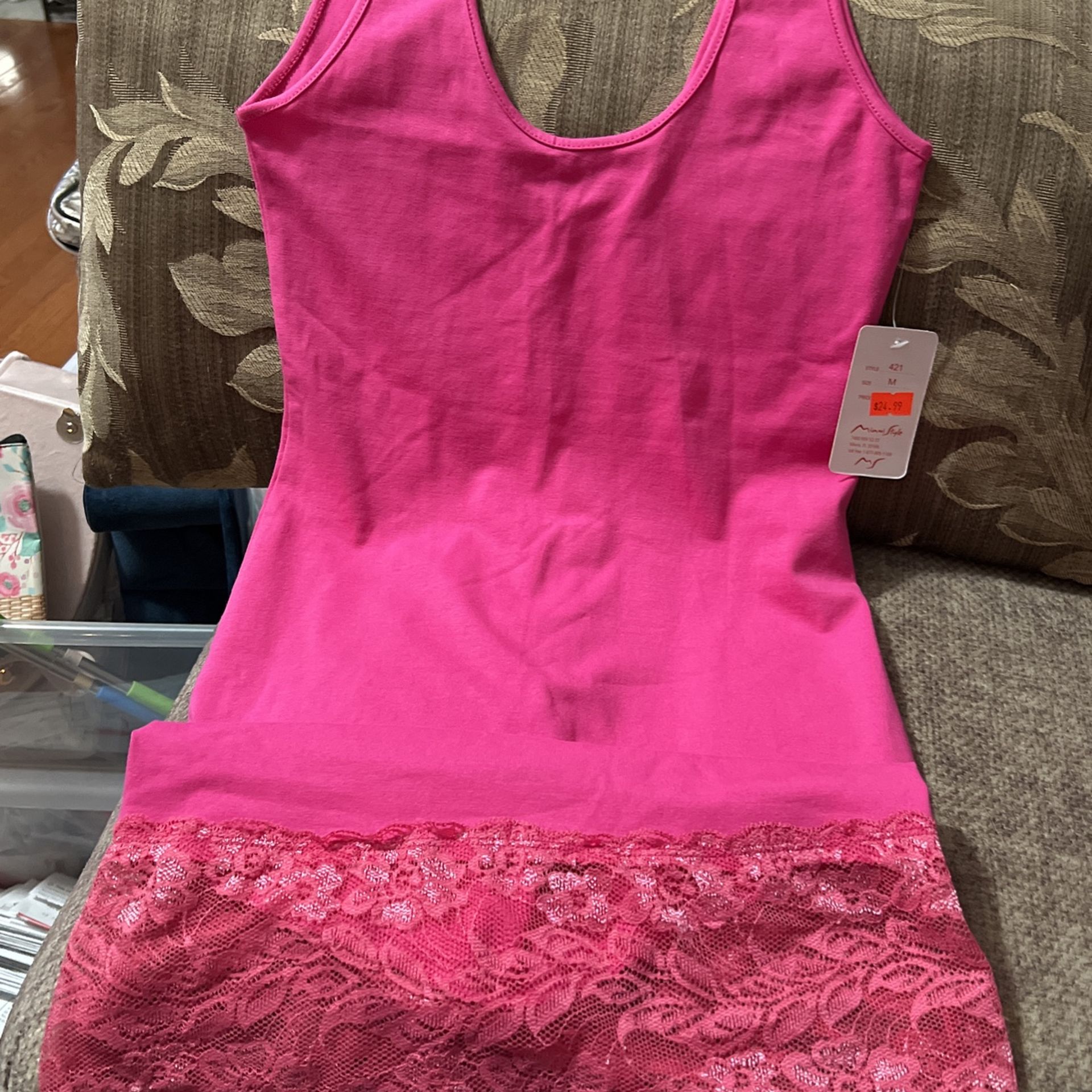 Pretty!! New! Hot Pink Miami Style Long Dress/Shirt Pull Over