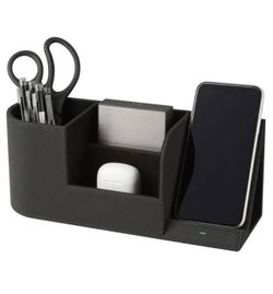 Realspace Desk Organizer w/Wireless Charger & Antimicrobial Treatment - NEW IN BOX This practical organizer includes a bay with LED power indicator fo