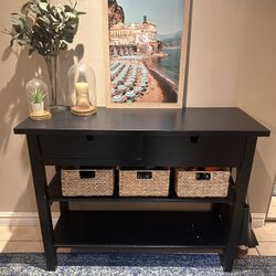 Black-Brown Wooden Sideboard Table (MUST GO- PICKUP ONLY)