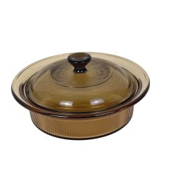 Corning Vision Ware Vintage 24oz Lidded Glass Casserole Dish Amber