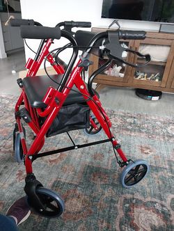 New 2 in 1 Rollator Walker Wheelchair Combo W/Seat