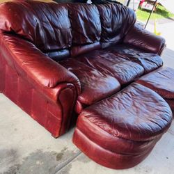 Leather Sofa With Ottoman