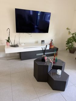Centre Occasional Table Gray Oak and Asphalt Glass