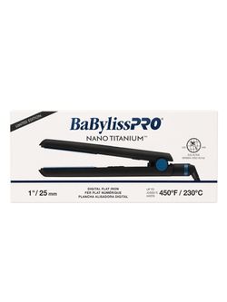 BaBylissPRO Nano Titanium Limited Edition 1” Digital Flat Iron – Black & Blue | Up to 450°F | Dual Voltage