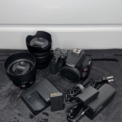Canon EOS Rebel SL3 + 18-55mm Lens + 50mm Lens + Tripod + Full Starter Kit