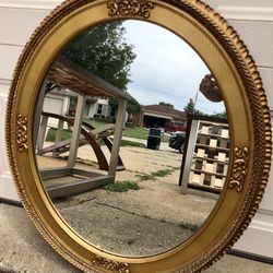 Vintage Round Gold Colored Decorative Rim Mirror
