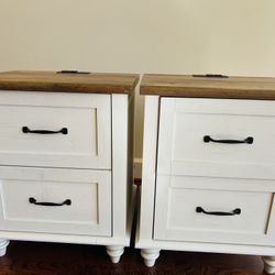 Side Table With Socket And USB Charging Port 