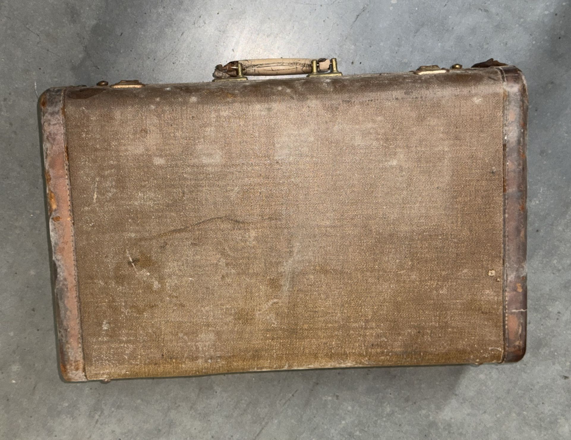 Vtg Tweed Large Suitcase From 1940’s-50s