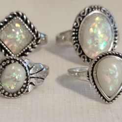 Alloy Faux Opal Rings Size 8