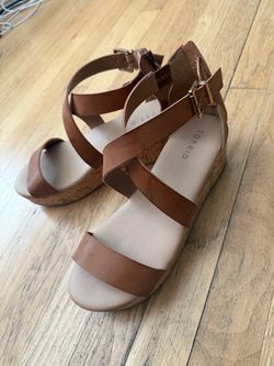 Torrid Brown Strappy Cork Platform Sandals