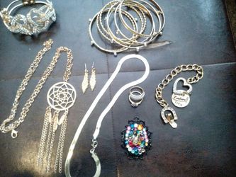 Gold bracelets, necklaces, and rings