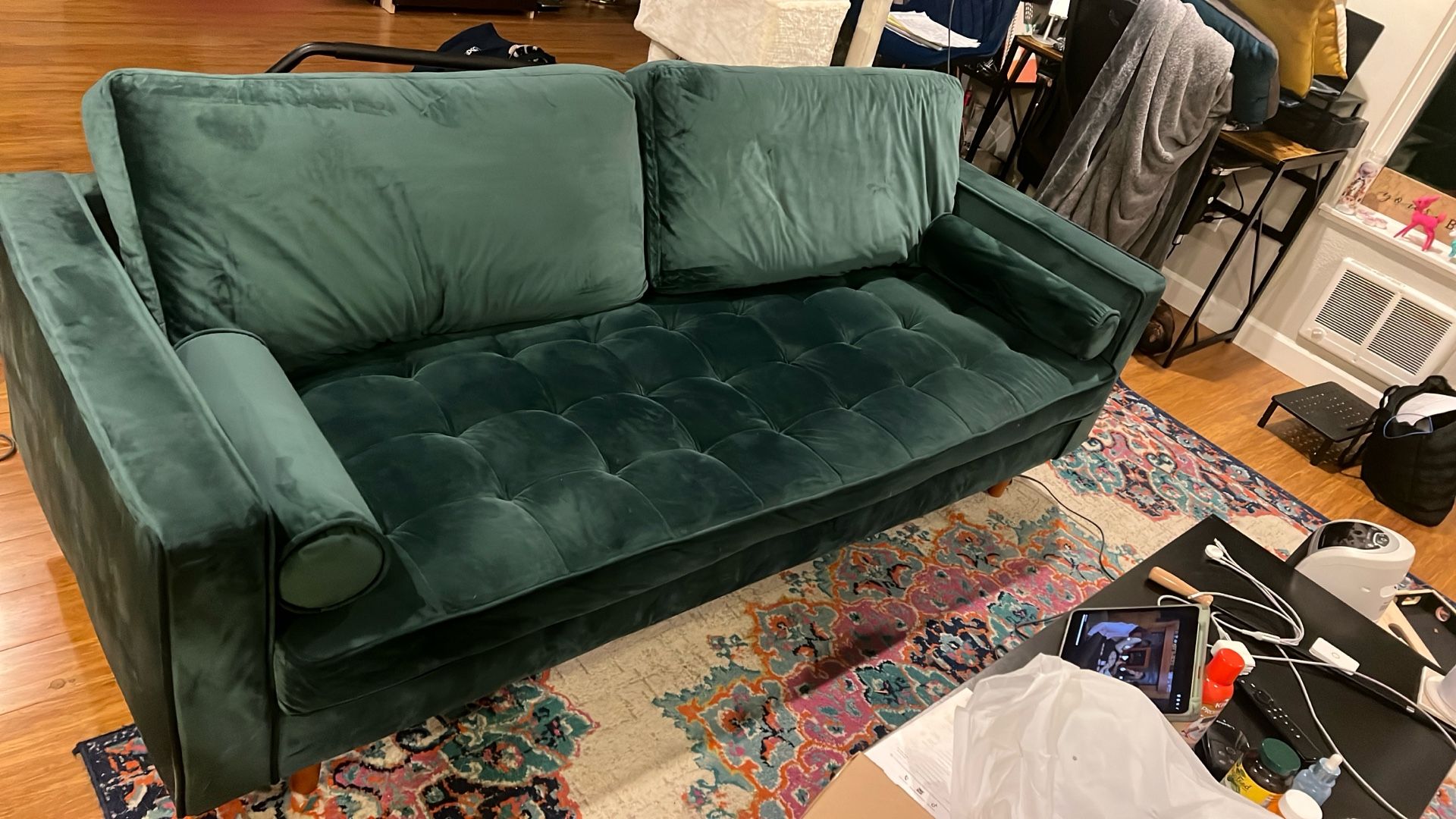 FREE Gorgeous Emerald Green Velvet Couch