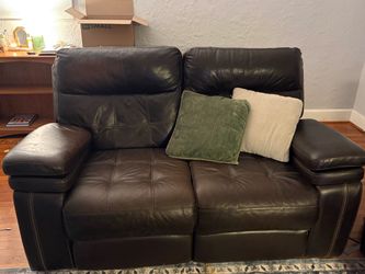 Brown leather recliners