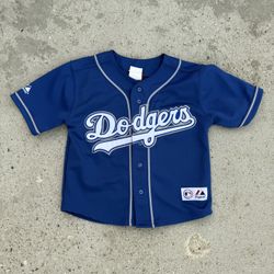Navy and white majestic Dodgers jersey size 3/4T see measurements