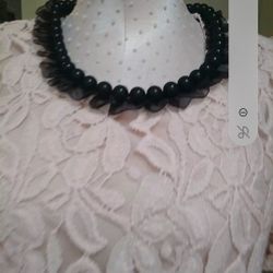 Forever 21 Beautiful Pink Lace Lined Beaded Lace Collar Size Medium Dress