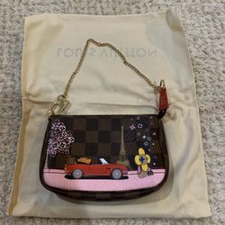 LOUIS VUITTON Never Used Mini Pochette Accessories Damier Ebene 2019 Christmas Animation Mini Pochette Accessories Red N60259