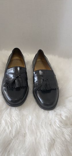 Johnston Murphy Cellini Mens Size 8 M Black Leather Tassel Dress Loafers Italy