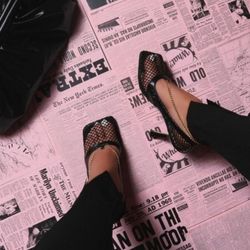 Diamante Fishnet Court Kitten Heel In Black 