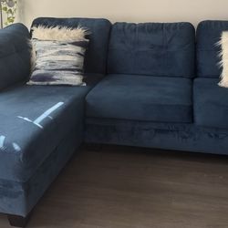 Blue Sectional Sofa w/ Chaise – Excellent Condition – Must Sell (Moving!)