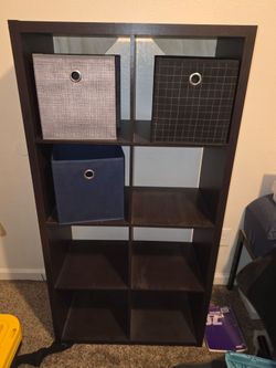 Shelf w/totes, book shelves