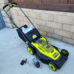 Ryobi 18v Brushless 16-in Cordless Battery Walk Behind Push Lawn Mower 