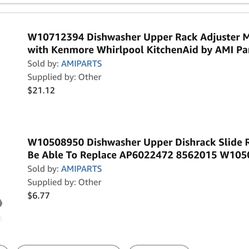 W10712394 Dishwasher Upper Rack Adjuster Metal Kit Compatible with Ken-more Whirlpool