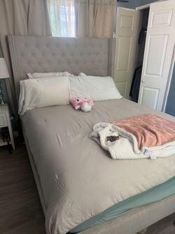 Bed Frame with Tufted Headboard
