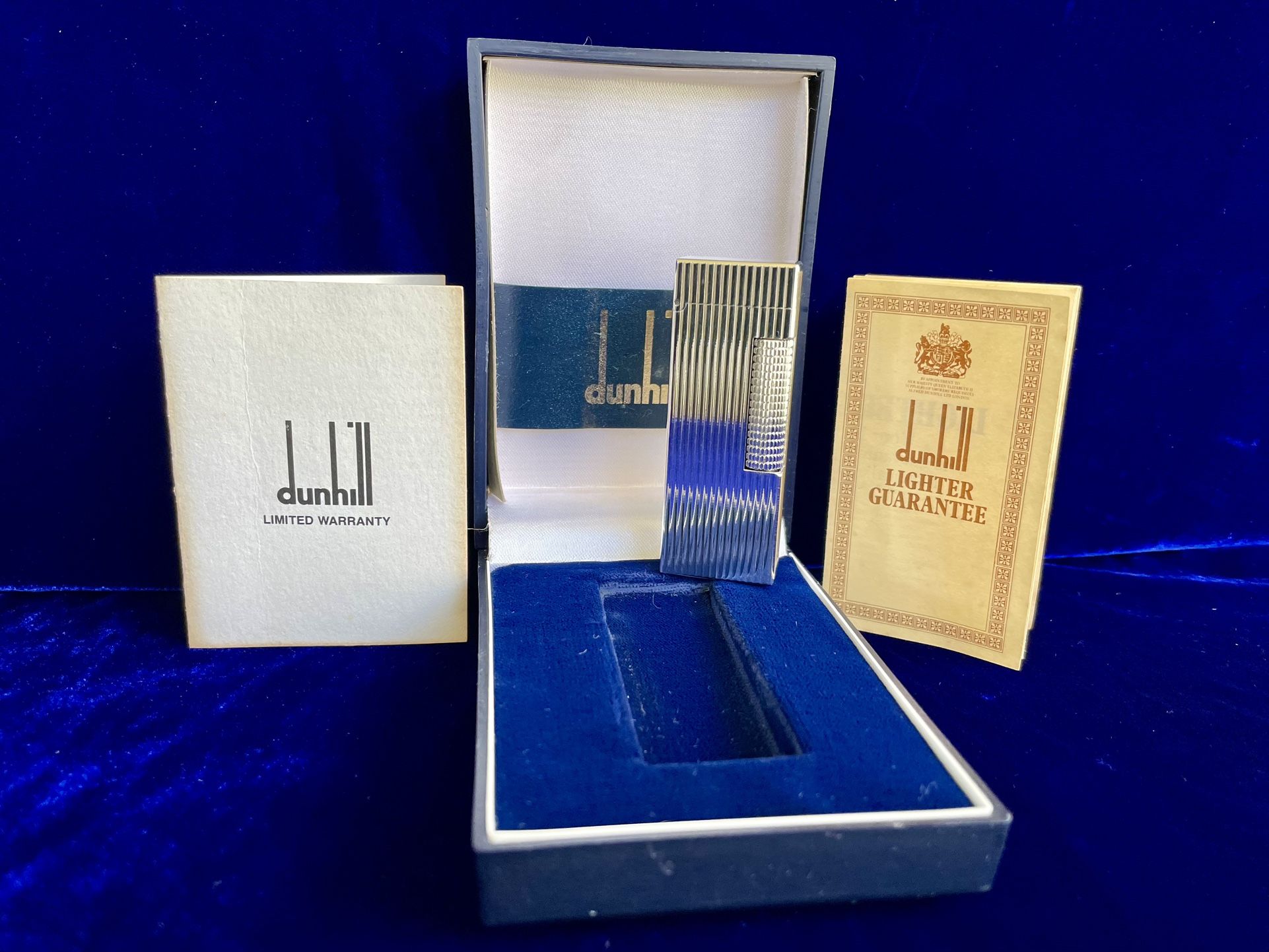 Vintage Silver Vertical Line Rollagas Dunhill Lighter Super Mint Condition Works 1 Year Warranty